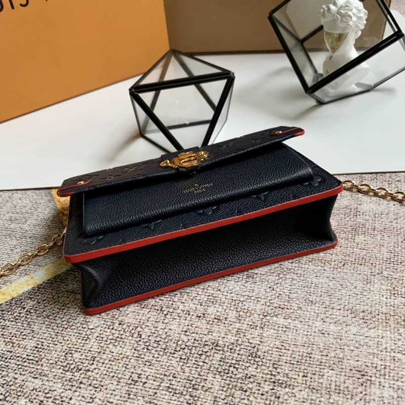 Louis Vuitton Monogram Empreinte Vavin Chain Long Wallet Replica Blue M67839