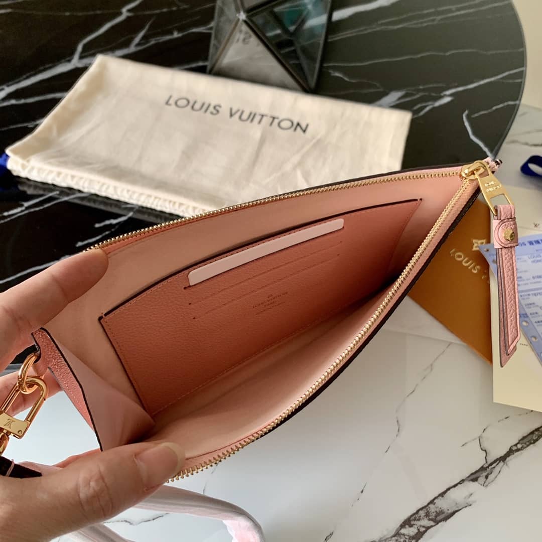 Louis Vuitton Pochette Melanie MM Monogram Empreinte Replica Clutch Pink M68705