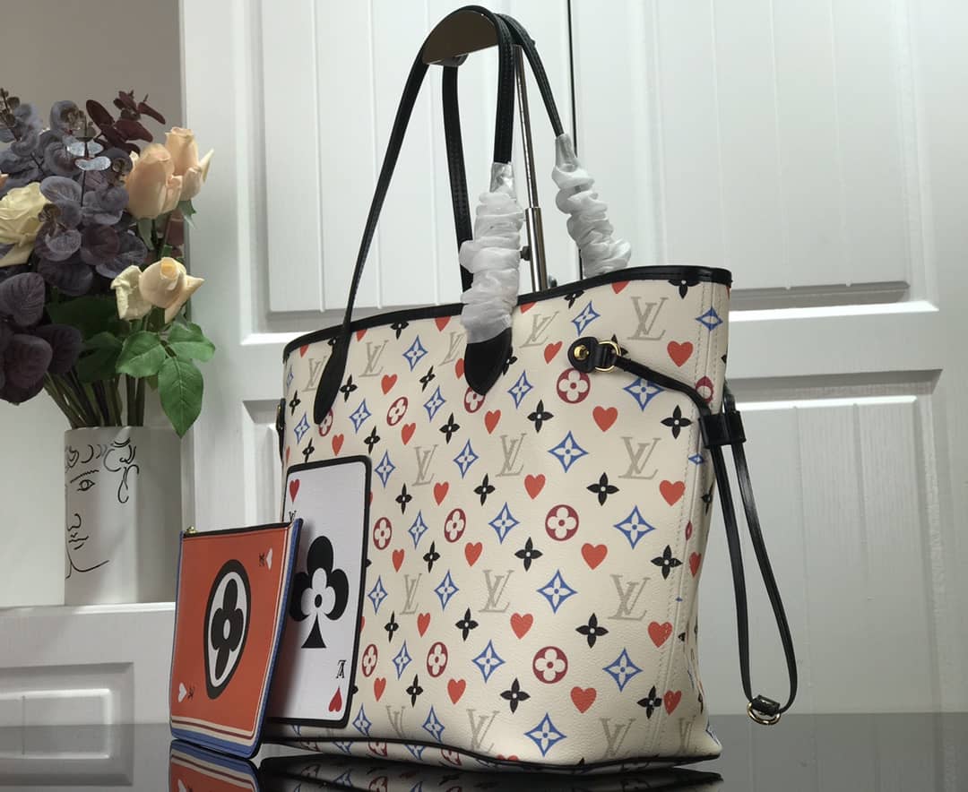 Louis Vuitton Game On Neverfull MM Tote Replica White M57462