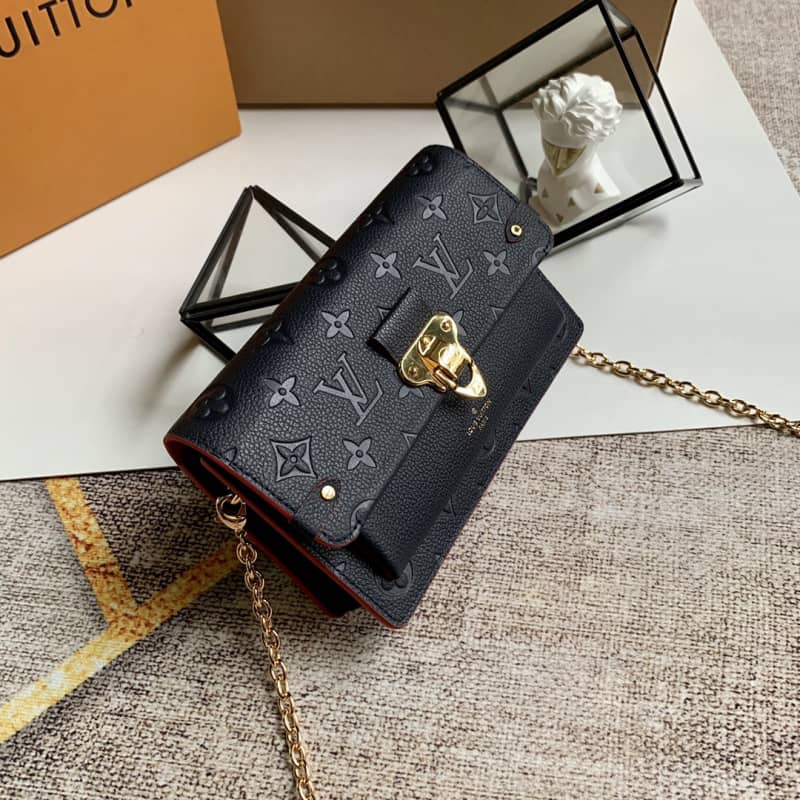 Louis Vuitton Monogram Empreinte Vavin Chain Long Wallet Replica Blue M67839