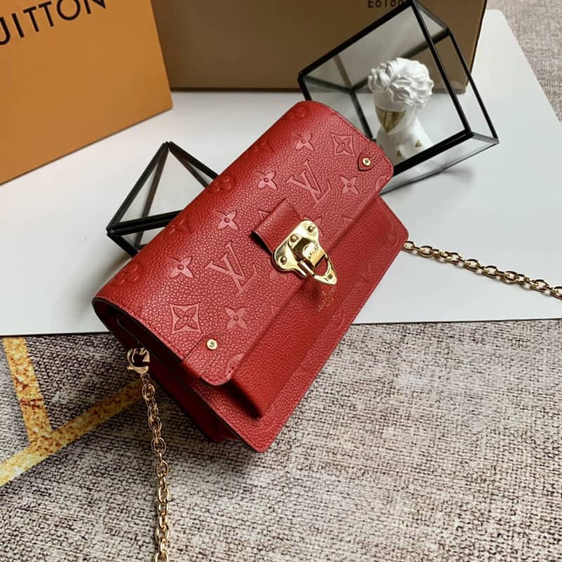 Louis Vuitton Monogram Empreinte Vavin Chain Long Wallet Replica Red M67839