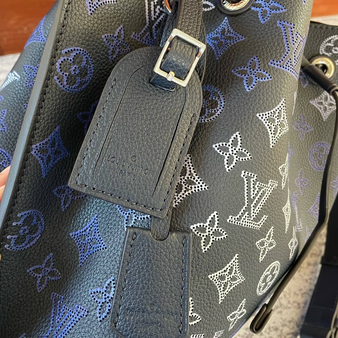 Louis Vuitton Mahina Perforated Calfskin Muria Dark Blue M59554 Replica Bucket Bag