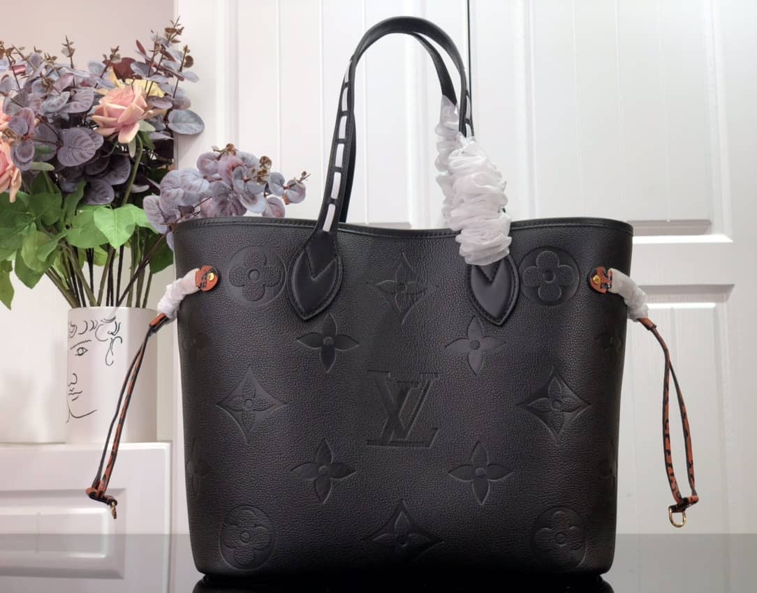 Louis Vuitton Neverfull Dupe MM Monogram Empreinte Medium Bag Replica Black M45856