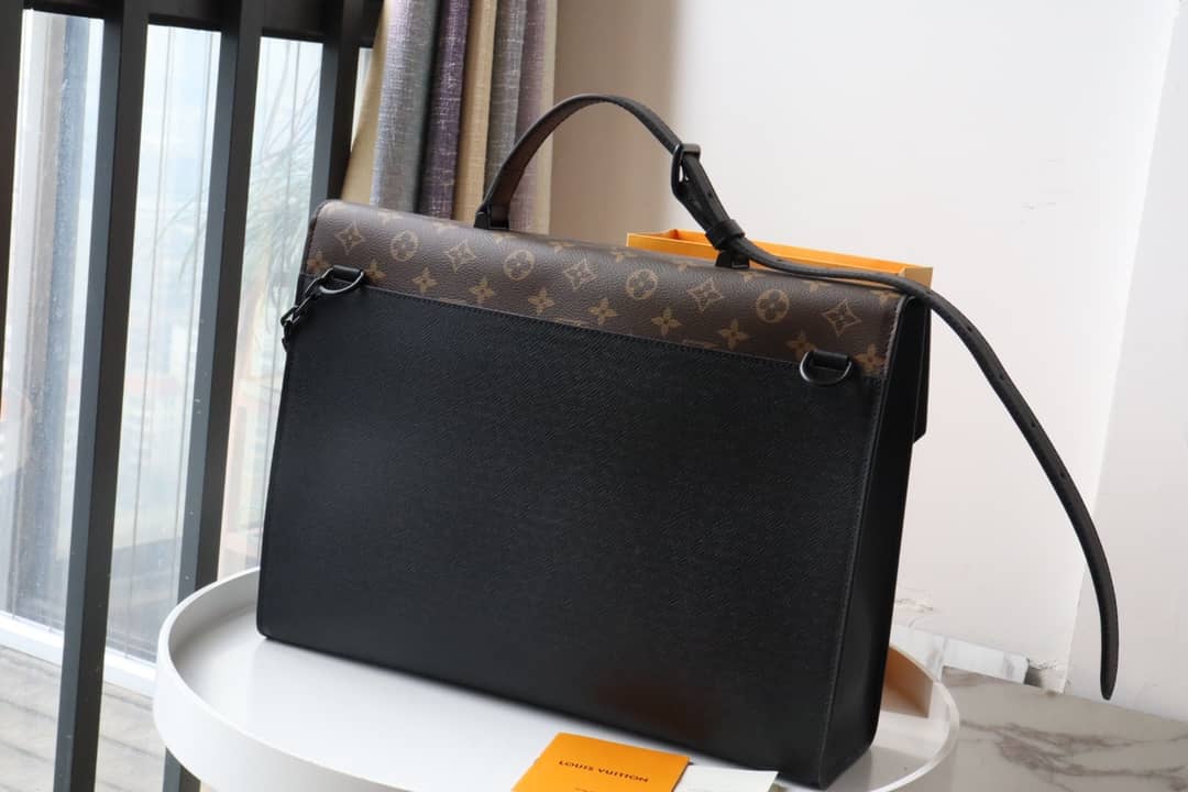Louis Vuitton Robusto Briefcase Monogram Canvas Taiga Leather Replica Black M30591