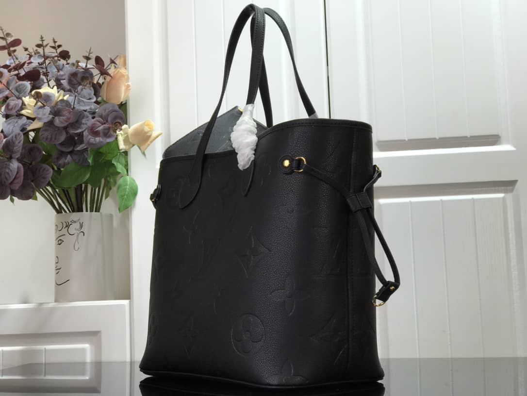 Louis Vuitton Neverfull MM Monogram Empreinte Tourterelle Bag Replica Black M45686