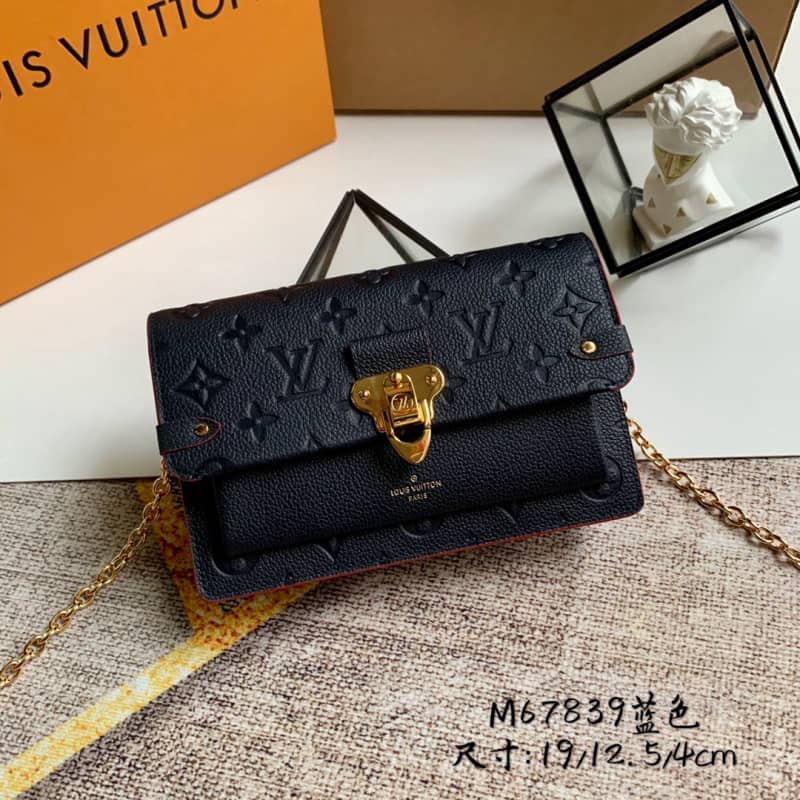 Louis Vuitton Monogram Empreinte Vavin Chain Long Wallet Replica Blue M67839