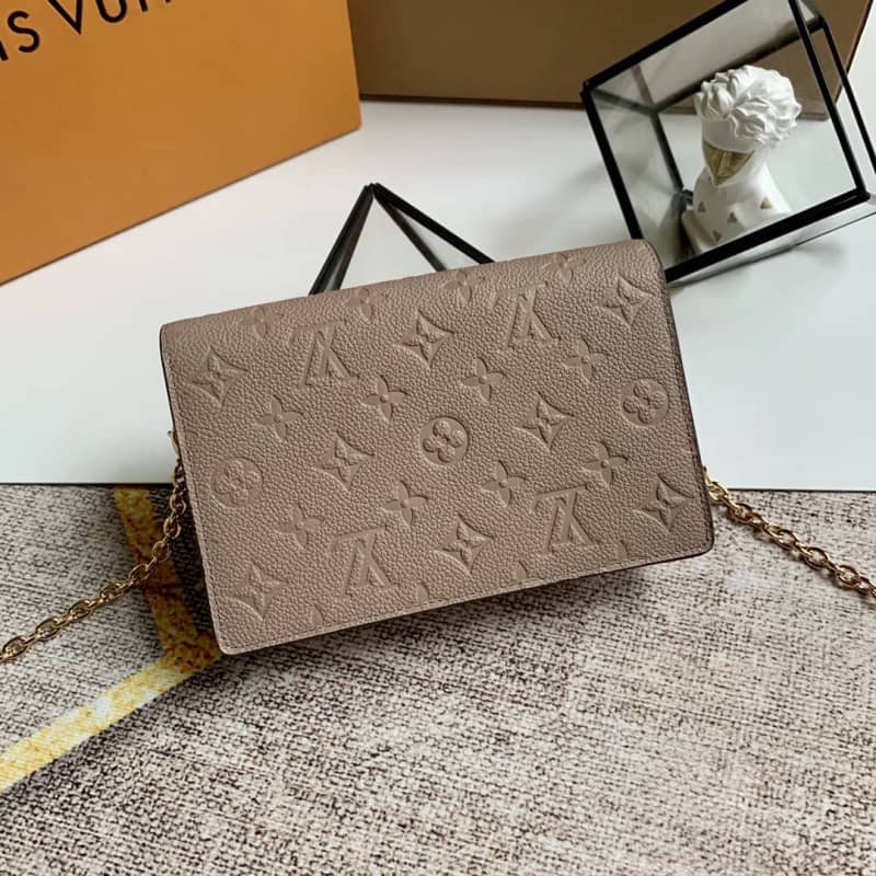 Louis Vuitton Monogram Empreinte Vavin Chain Long Wallet Replica Apricot M67839