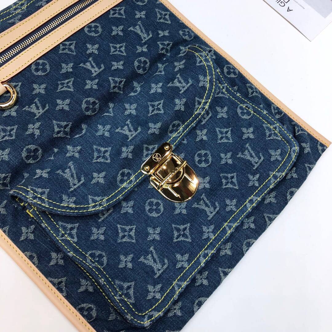 Louis Vuitton Monogram Denim Flat Shopper Tote Replica M95018