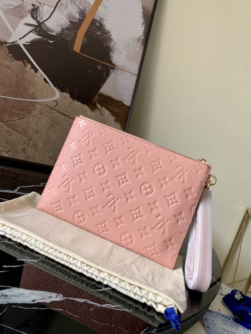 Louis Vuitton Pochette Melanie MM Monogram Empreinte Replica Clutch Pink M68705