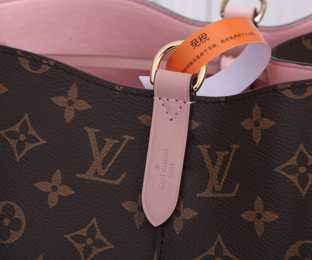 Louis Vuitton Neo Noe Monogram Replica Drawstring Bag Pink M44022