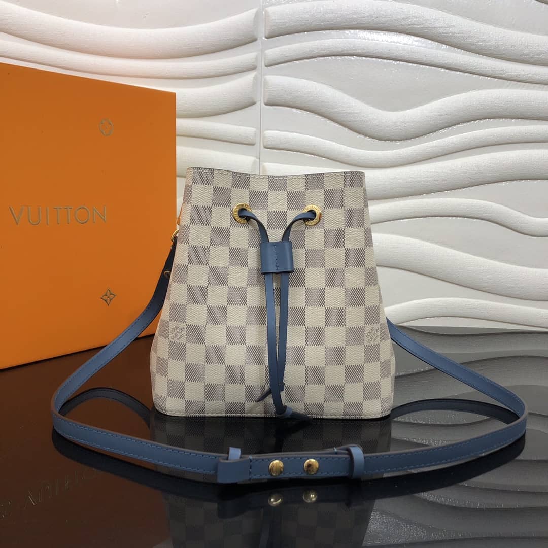 Louis Vuitton Noe Monogram Canvas Replica Bucket Bag Beige Blue