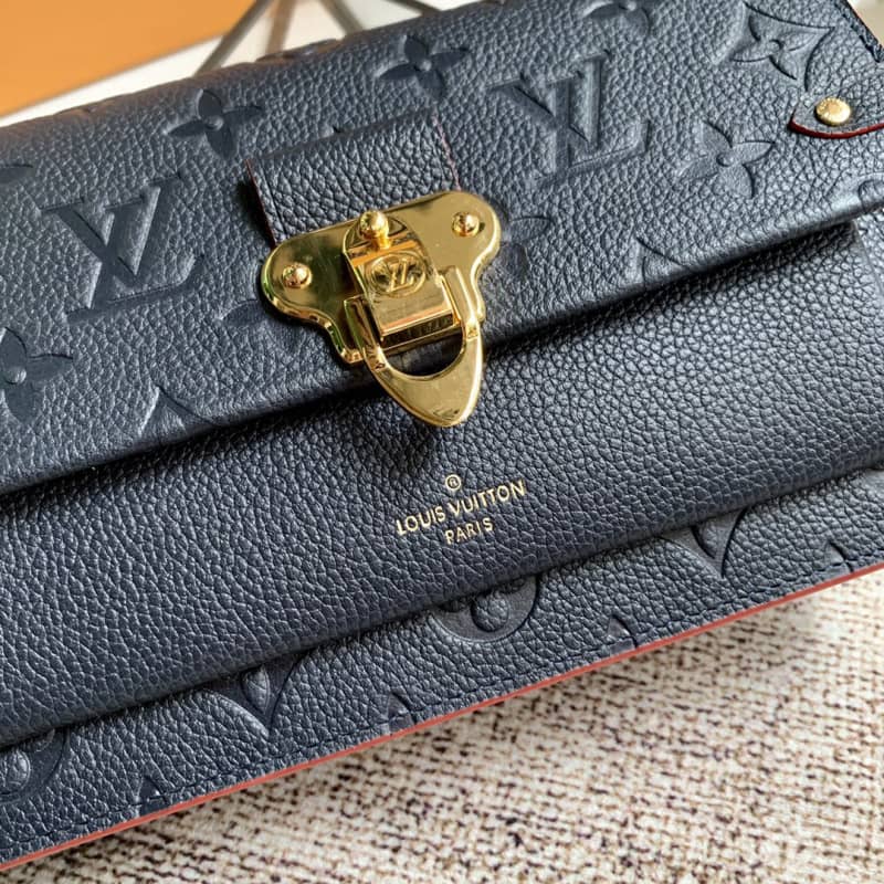 Louis Vuitton Monogram Empreinte Vavin Chain Long Wallet Replica Blue M67839