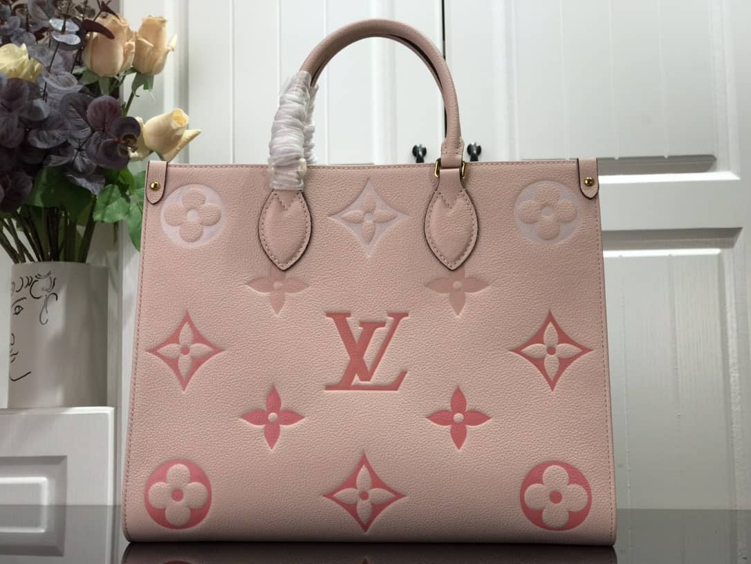 Louis Vuitton On the Go MM Monogram Empreinte Two-way Tote Replica Pink M45717