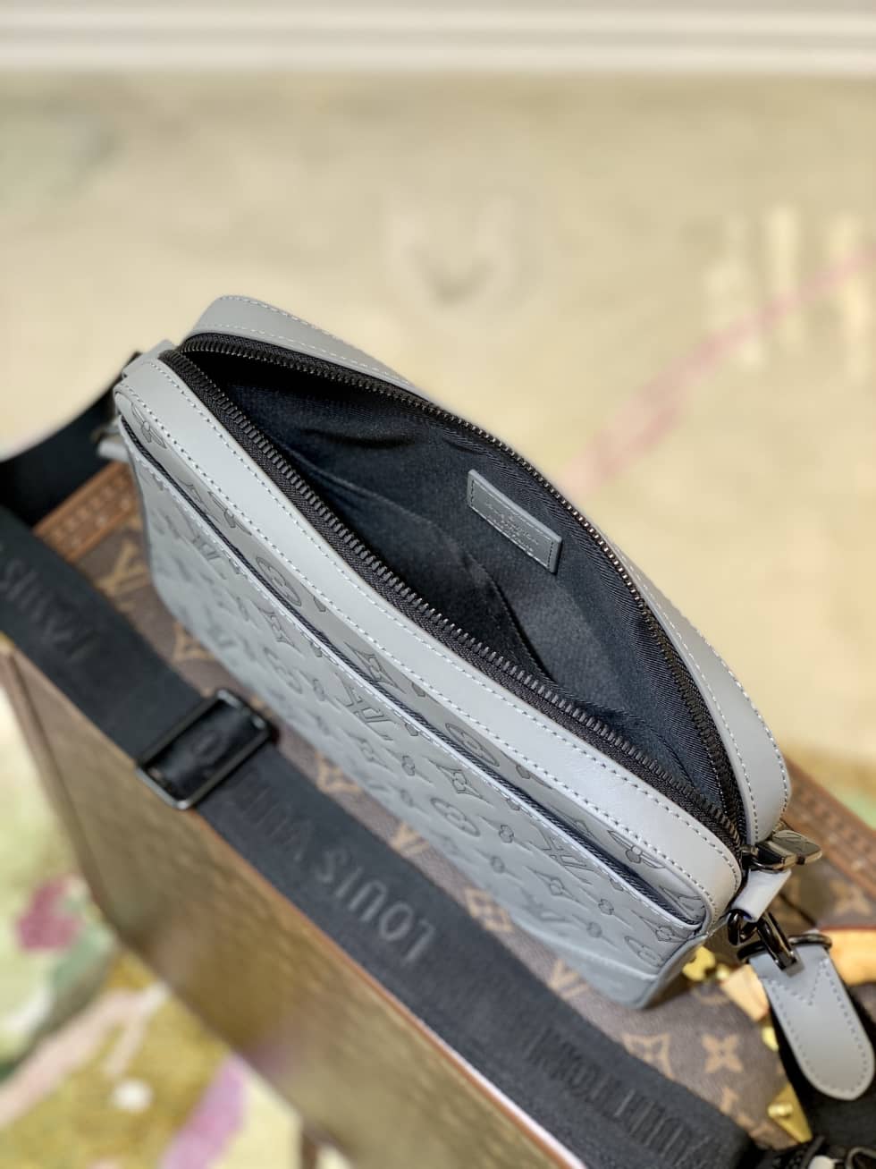 Louis Vuitton Alpha Monogram Satellite Silver M44169 Replica Messenger Bag