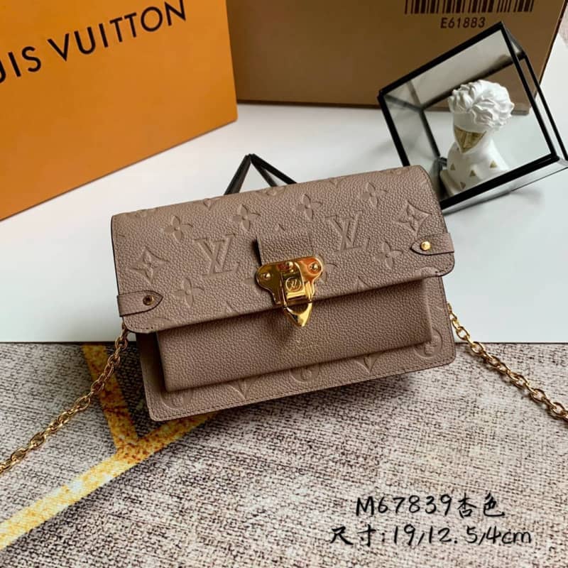 Louis Vuitton Monogram Empreinte Vavin Chain Long Wallet Replica Apricot M67839