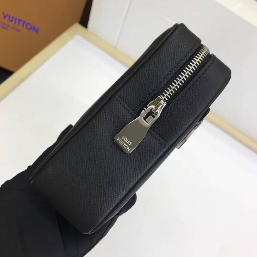 Louis Vuitton Kasai Taiga Leather Canvas Replica Clutch Black M33409