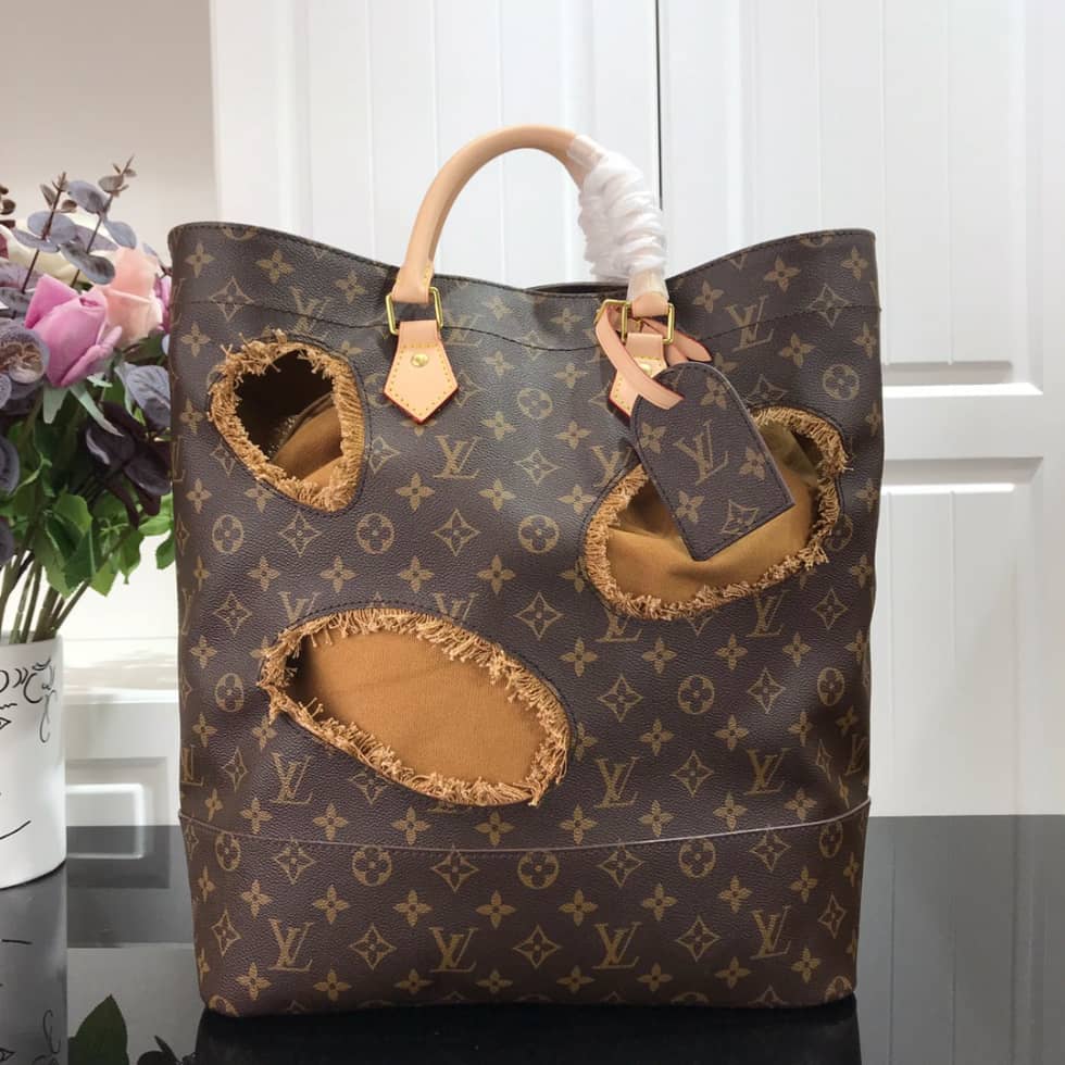 Louis Vuitton Monogram X Comme Des Garons Burned Holes Tote M40011 Replica