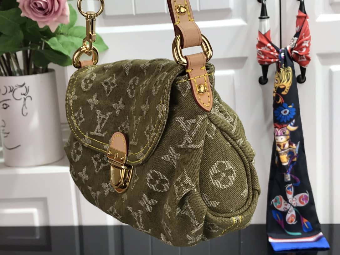 Louis Vuitton Monogram Denim Mini Pleaty Replica Shoulder Bag Green M95050