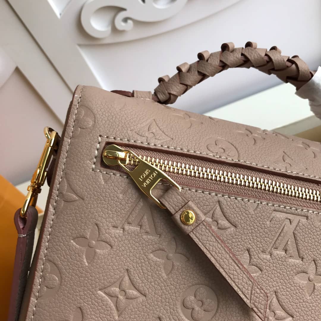 Louis Vuitton Pochette Metis Braided Monogram Empreinte Replica Apricot M43942