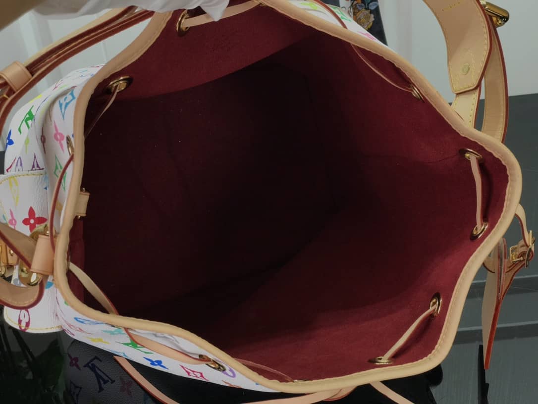 Louis Vuitton Monogram Multicolor Petit Noe Replica Shoulder Bag White M42229