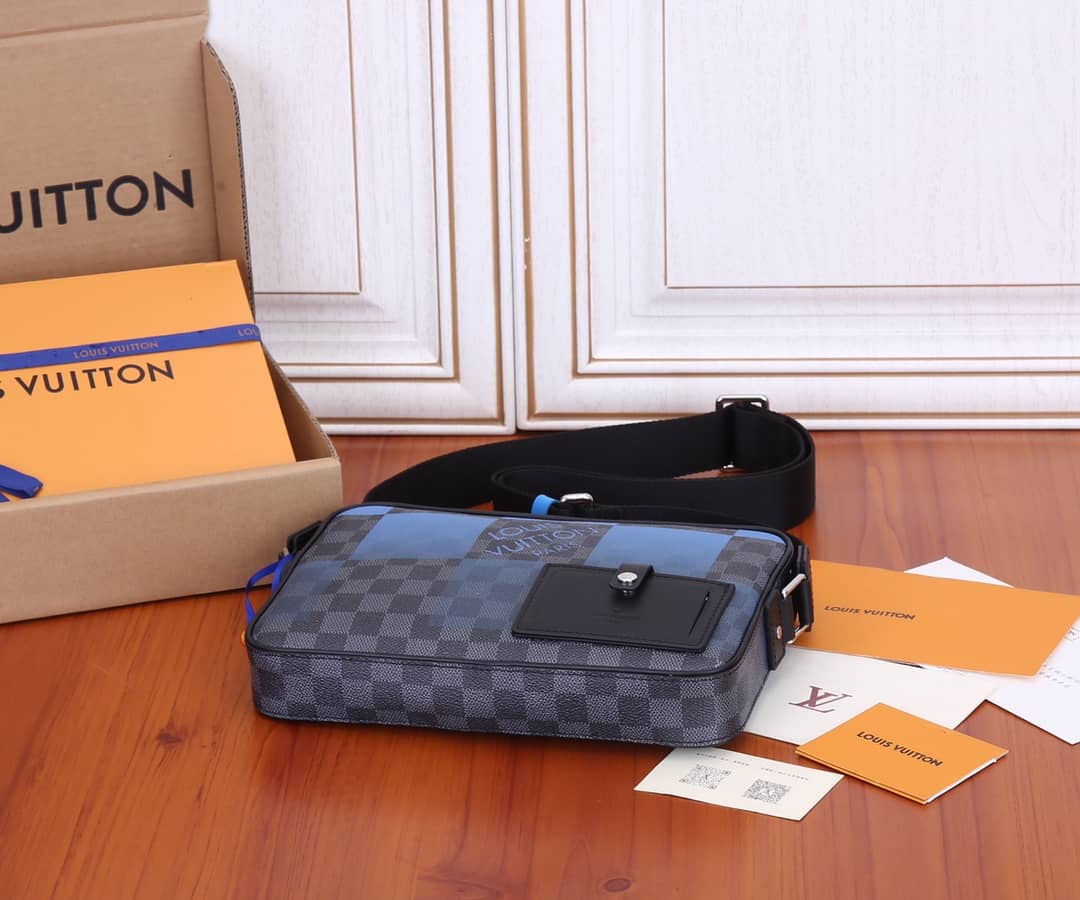 Louis Vuitton Alpha Damier Graphite Giant Messenger Bag Replica Blue N40408