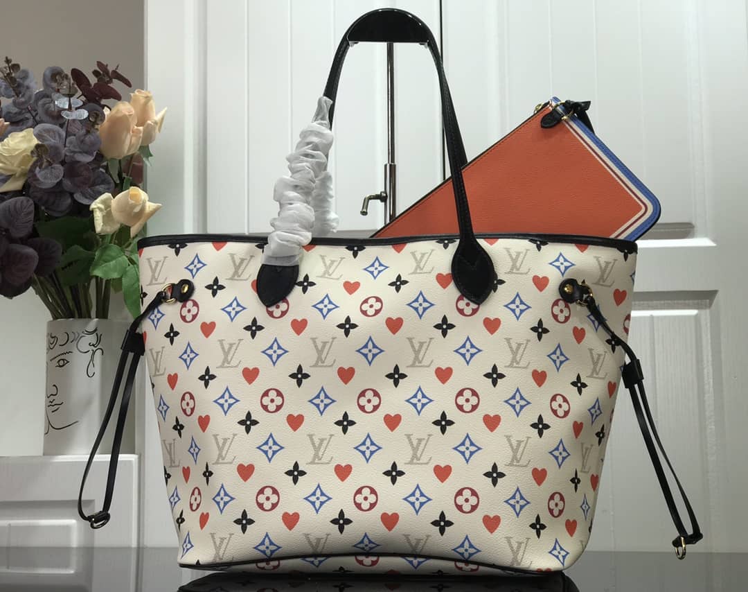 Louis Vuitton Game On Neverfull MM Tote Replica White M57462