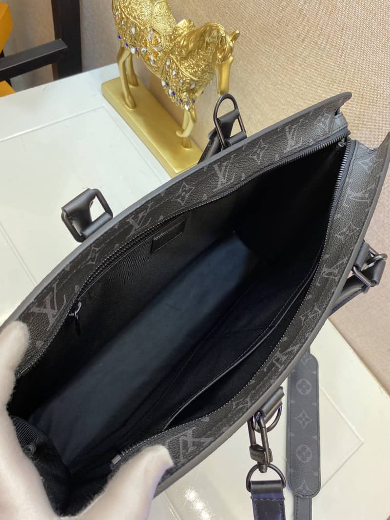 Louis Vuitton Monogram Eclipse Sac Plat Horizontal Zippe Bag Replica M45265