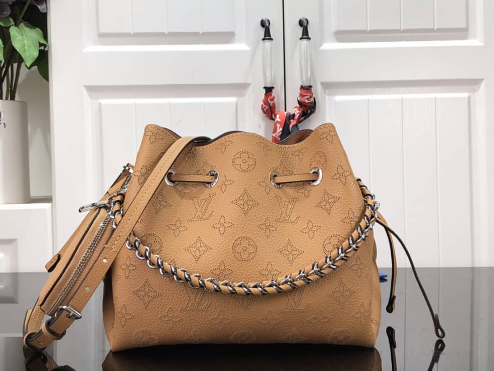 Louis Vuitton Bella Mahina Leather Magnolia Pink M57068 Replica Bucket Bag