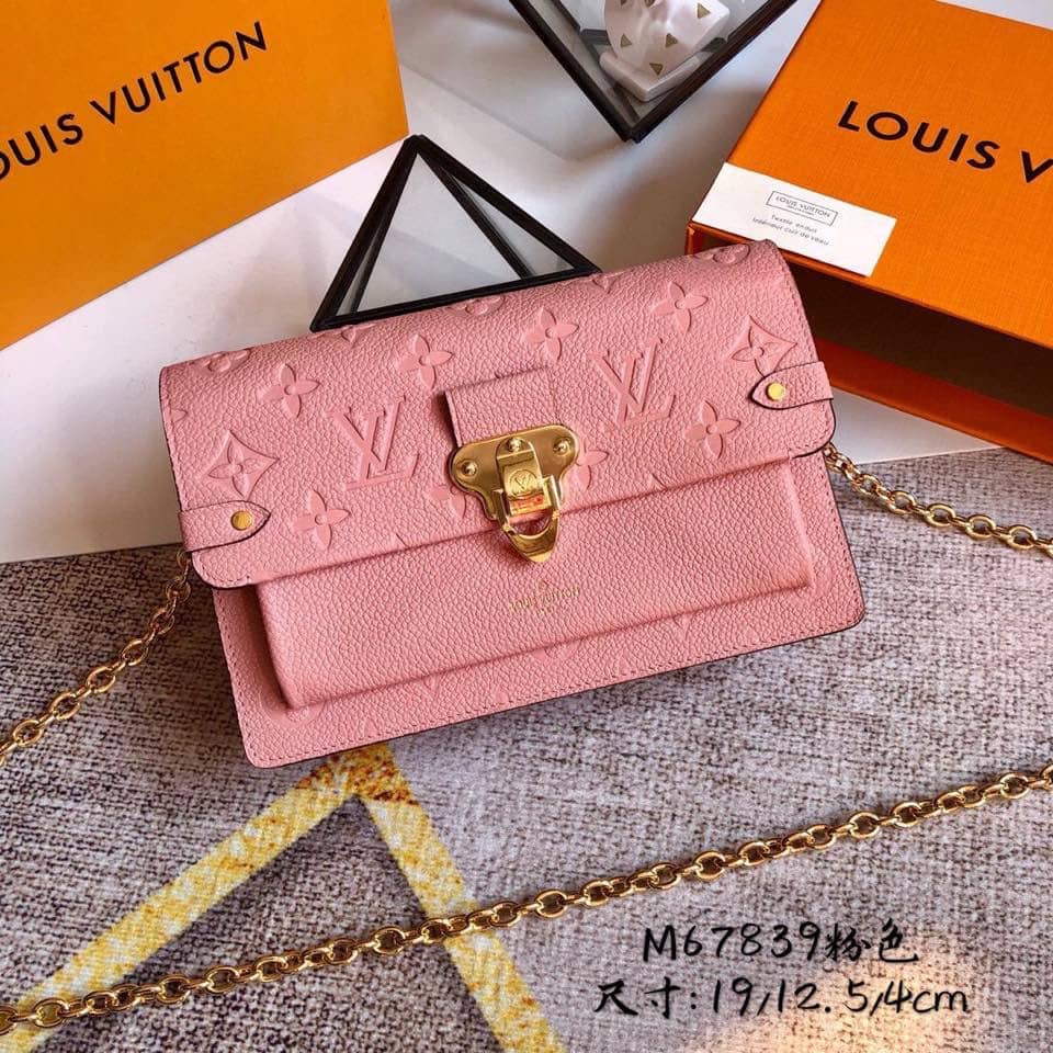 Louis Vuitton Monogram Empreinte Vavin Chain Long Wallet Replica Pink M67839