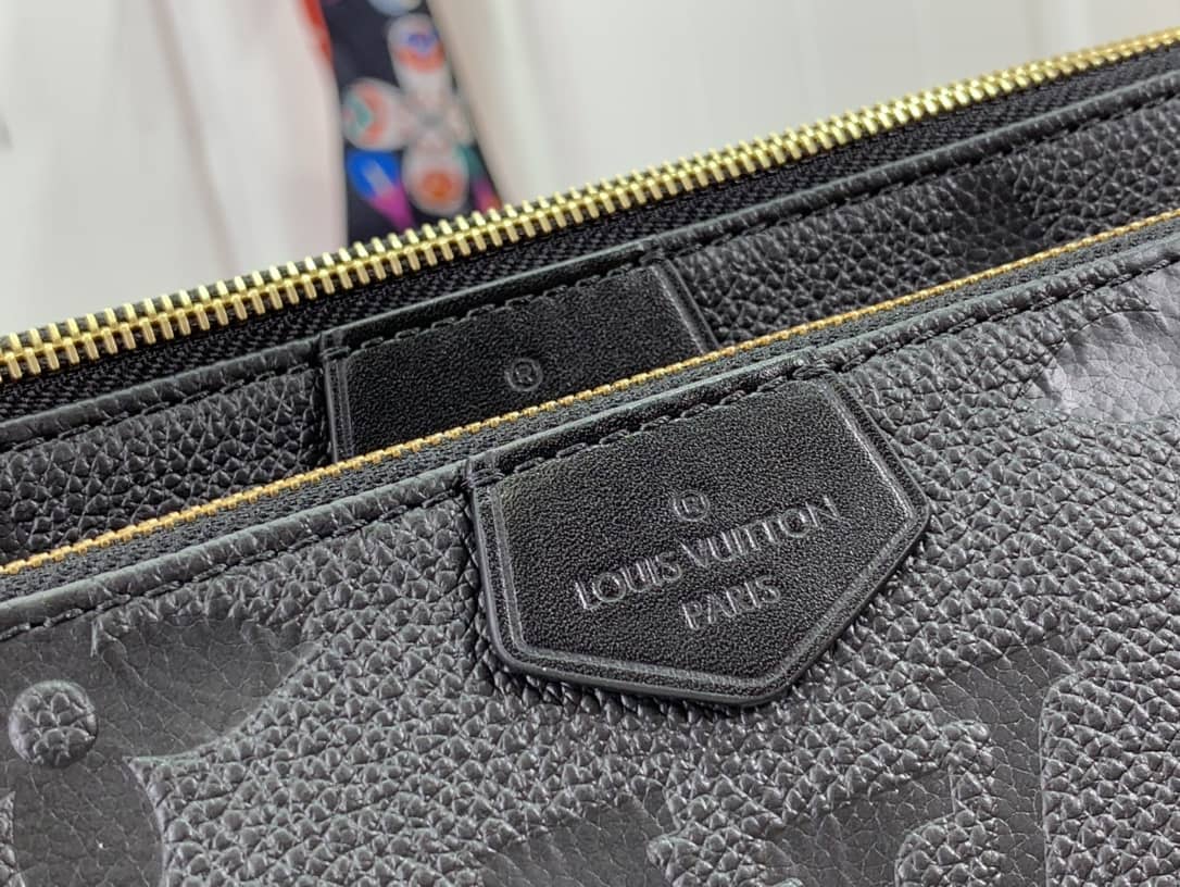 Louis Vuitton Pochette Monogram Empreinte Cowhide Leather Replica Crossbody Bag Black M45777