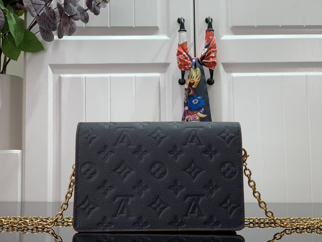 Louis Vuitton Monogram Empreinte Vavin Chain Long Wallet Replica Black M67839