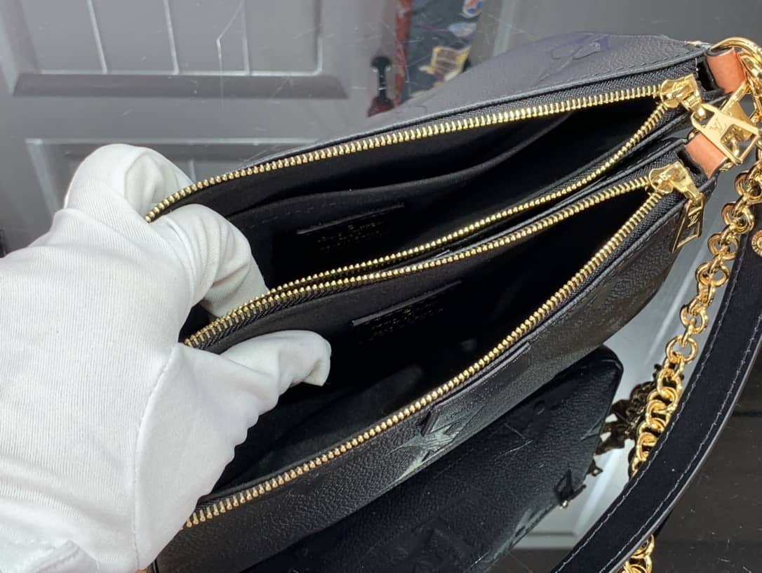 Louis Vuitton Pochette Monogram Empreinte Cowhide Leather Replica Crossbody Bag Black M45777