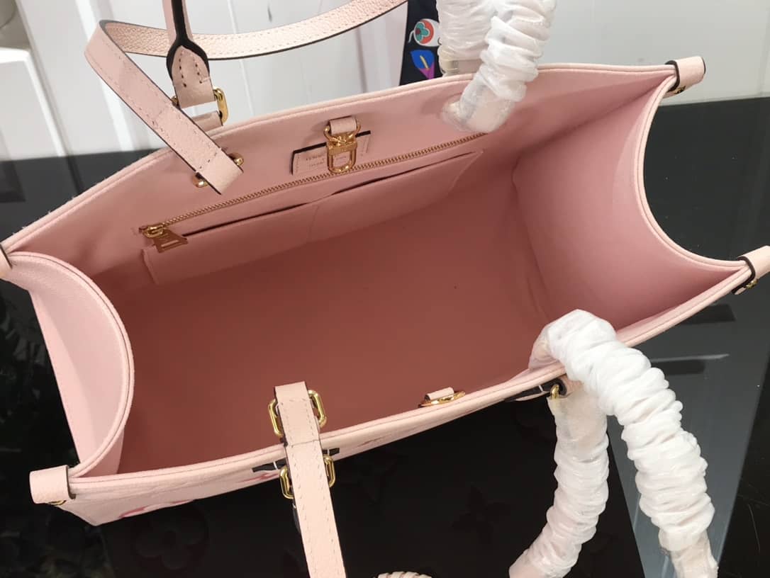 Louis Vuitton On the Go MM Monogram Empreinte Two-way Tote Replica Pink M45717