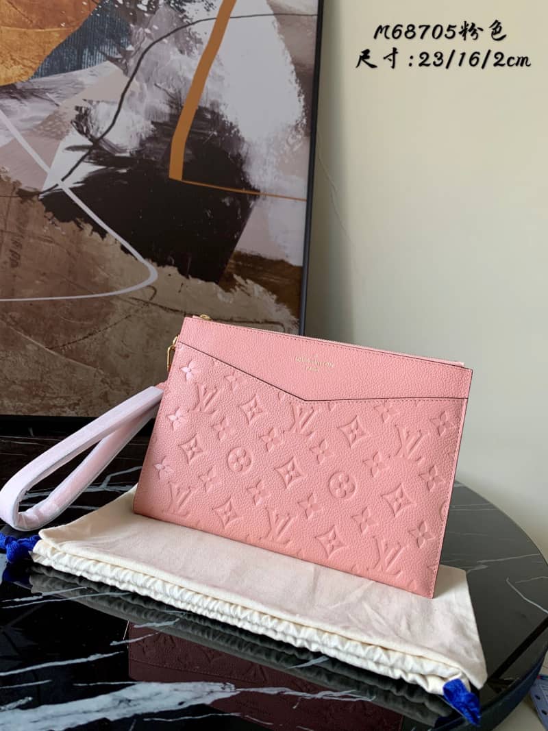 Louis Vuitton Pochette Melanie MM Monogram Empreinte Replica Clutch Pink M68705