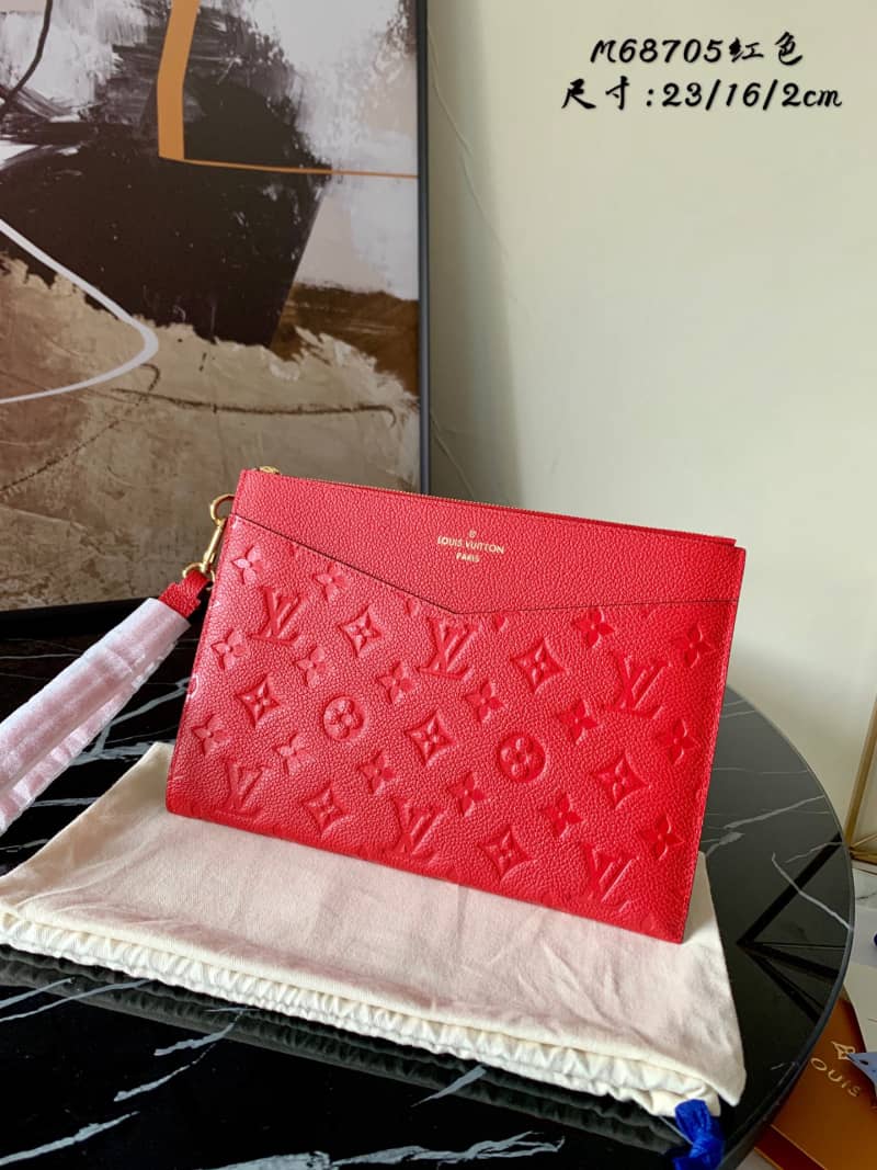 Louis Vuitton Pochette Melanie MM Monogram Empreinte Replica Clutch Red M68705