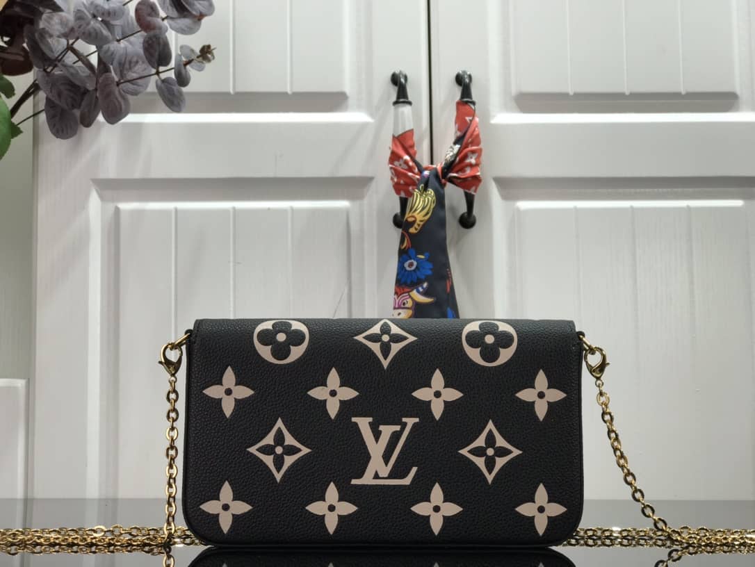 Louis Vuitton Bicolor Monogram Empreinte Replica Pochette Felice Black M69977