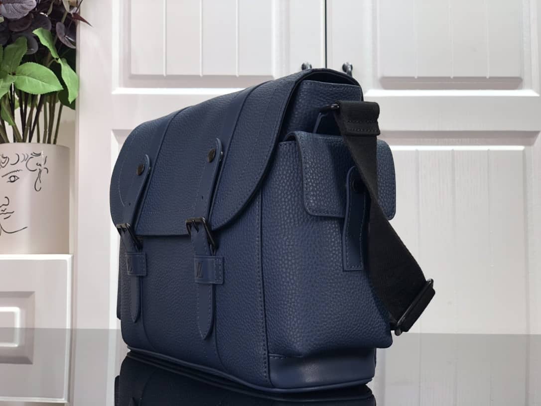 Louis Vuitton Trunk Taurillon Leather Messenger Bag Replica Blue M58494