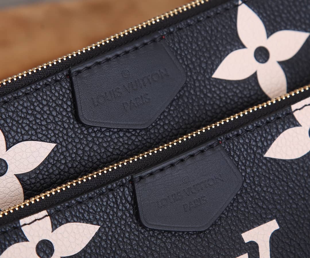 Louis Vuitton Pochette Monogram Empreinte Cowhide Leather Replica Crossbody Bag Black M45777