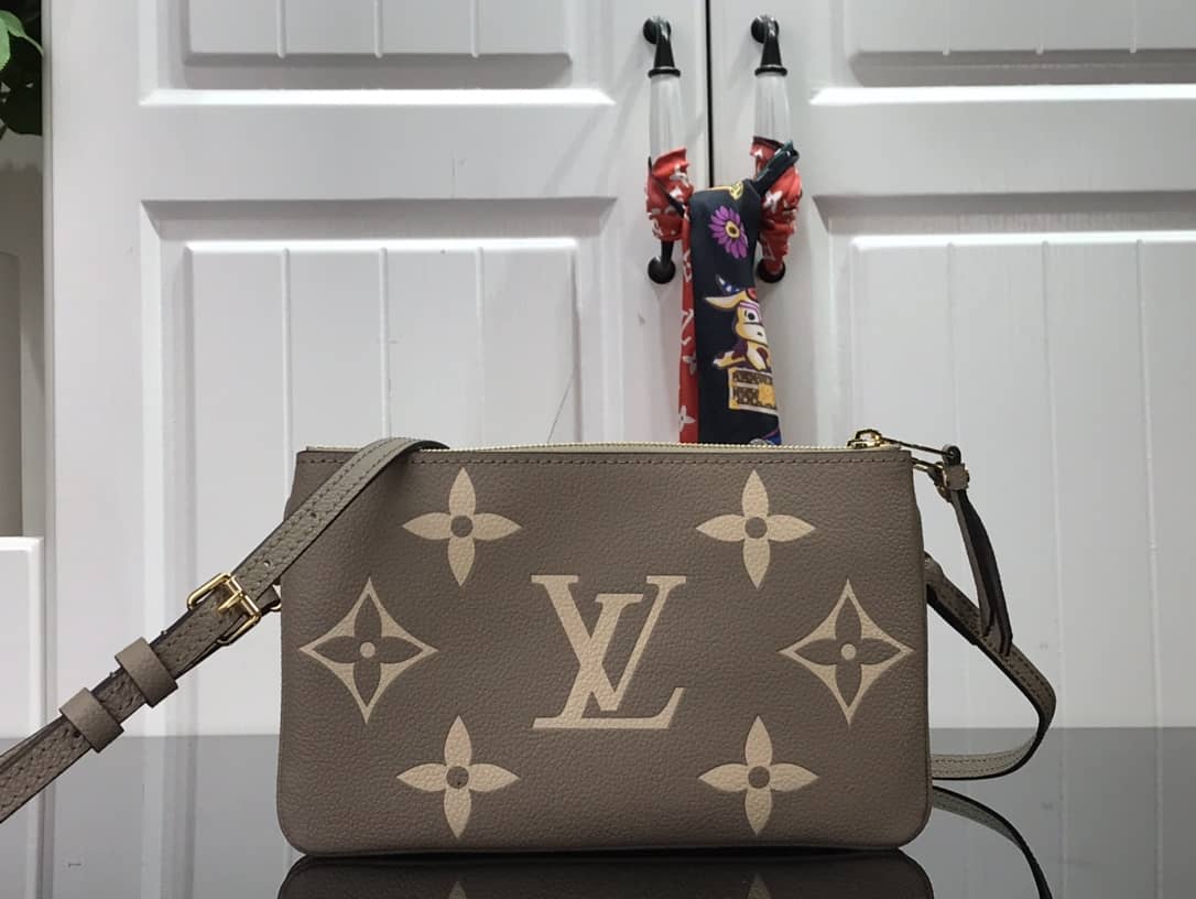 Louis Vuitton Double Zip Monogram Empreinte Leather Replica Pochette M80084
