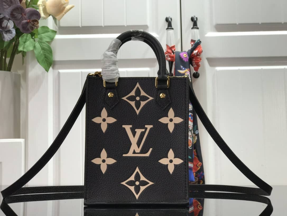 Louis Vuitton Monogram Petit Sac Plat Bag Replica Black M80449