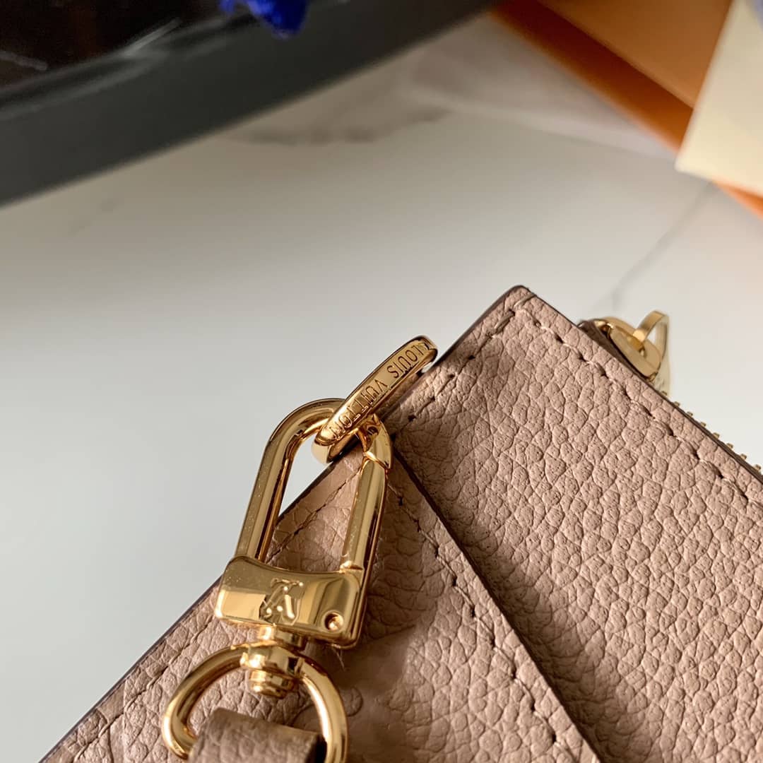 Louis Vuitton Pochette Melanie MM Monogram Empreinte Replica Clutch Apricot M68705