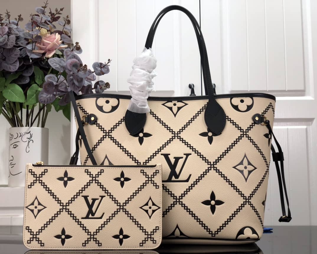 Louis Vuitton Monogram Empreinte Neverfull Cream M46039 Replica Tote