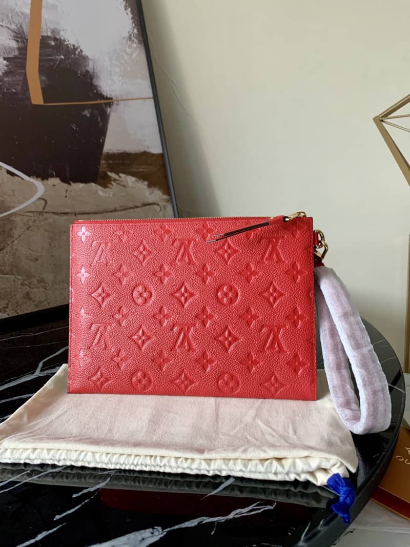 Louis Vuitton Pochette Melanie MM Monogram Empreinte Replica Clutch Red M68705