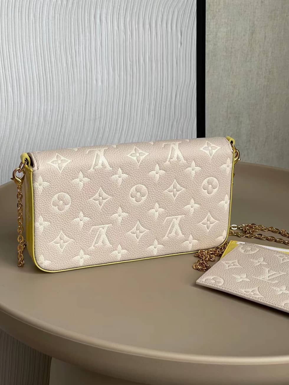 Louis Vuitton Pochette Felicie Monogram Empreinte Pink Beige M81359 Replica