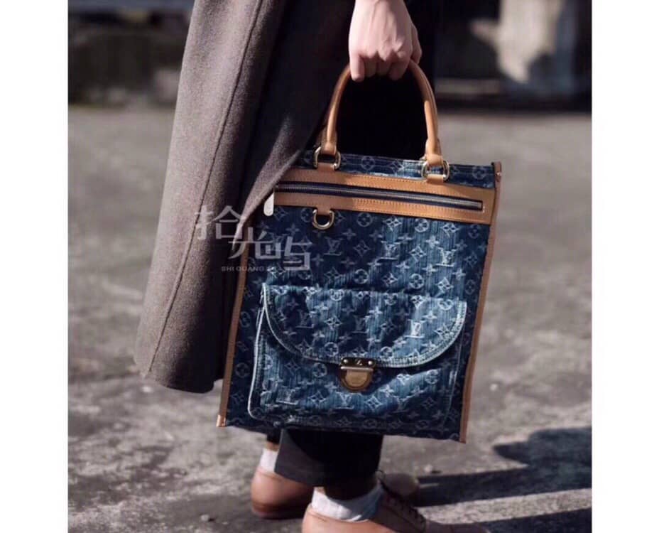 Louis Vuitton Monogram Denim Flat Shopper Tote Replica M95018