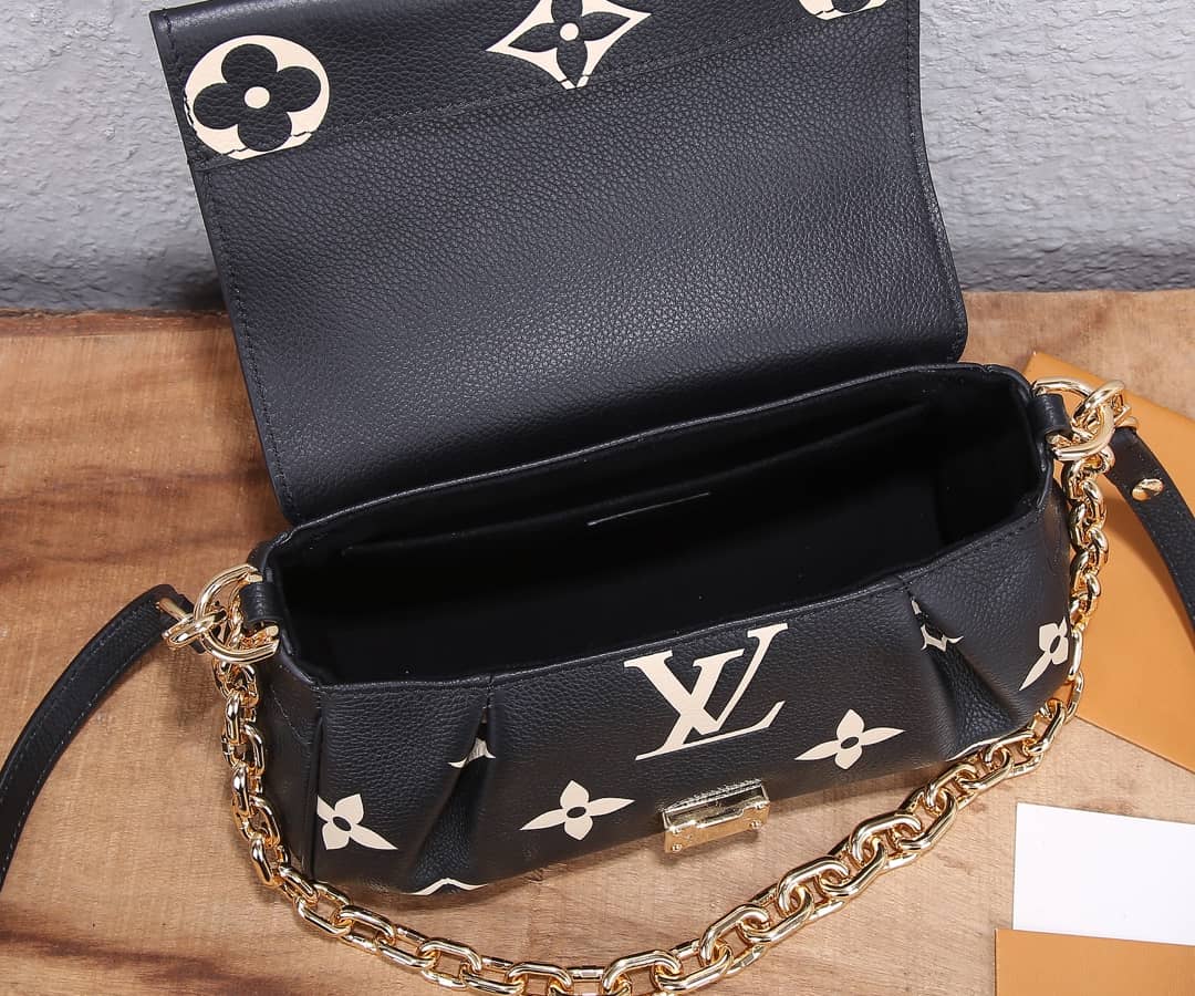 Louis Vuitton Favorite Shoulder Monogram Empreinte Replica Leather Bag Black M45836