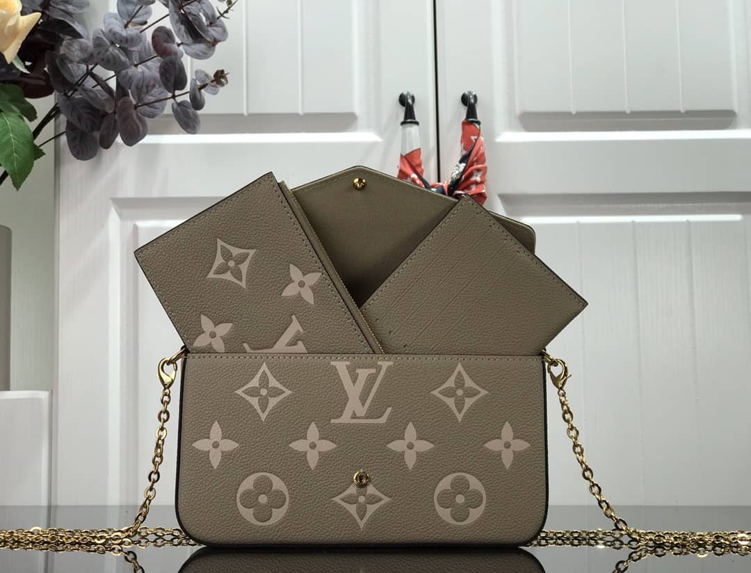 Louis Vuitton Bicolor Monogram Empreinte Replica Pochette Felice Gray M69977