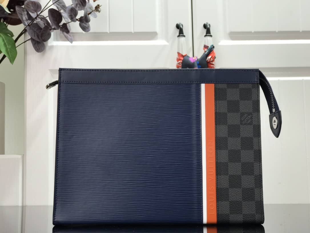 Louis Vuitton Replica Pochette Voyage MM Epi Damier Leather Blue M56827