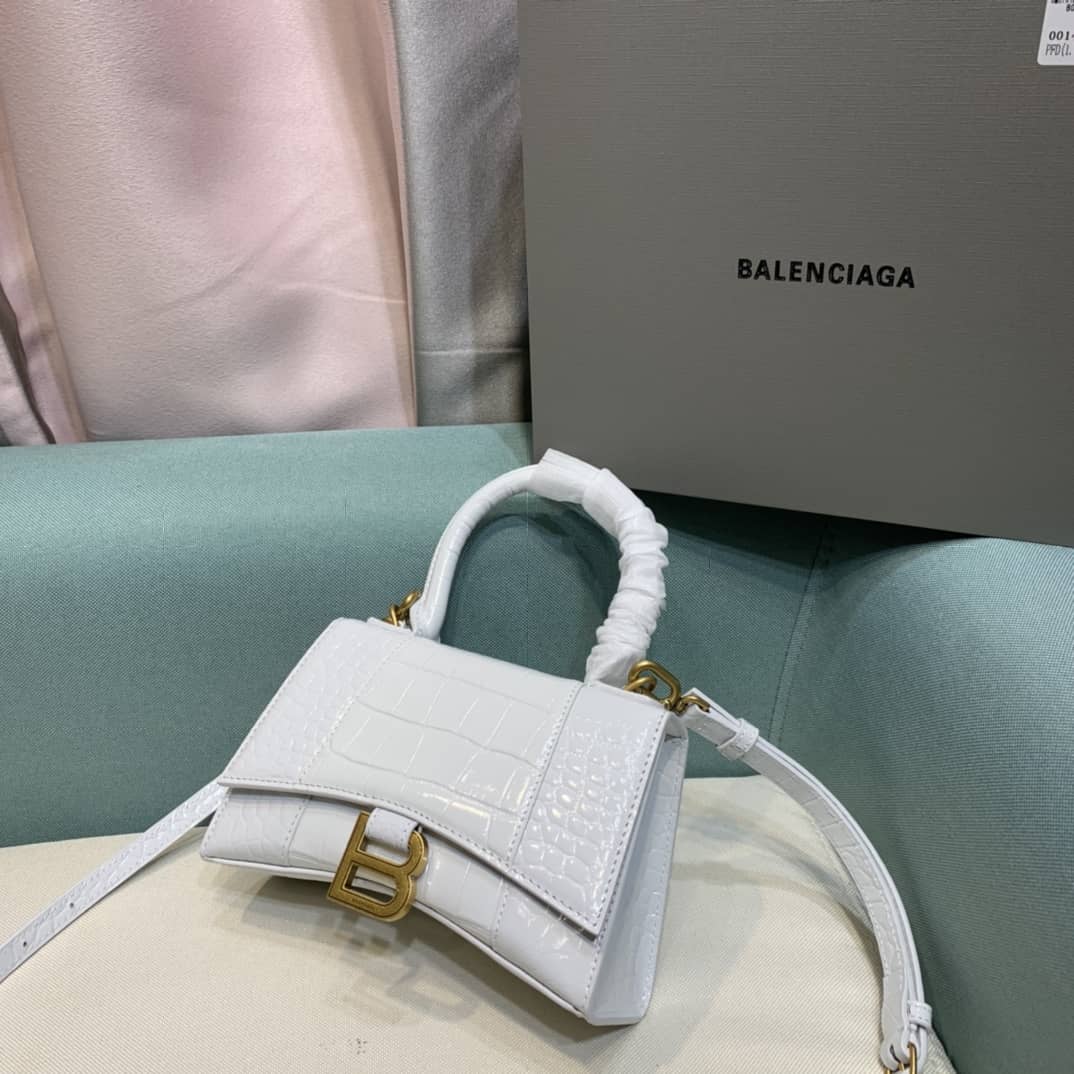 Balenciaga Hourglass Leather Top Handle Replica Bag