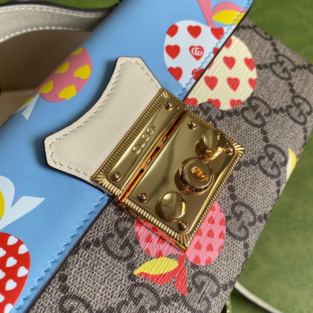 Gucci GG Supreme Canvas Padlock Mini Shoulder Bag Replica Blue 652683